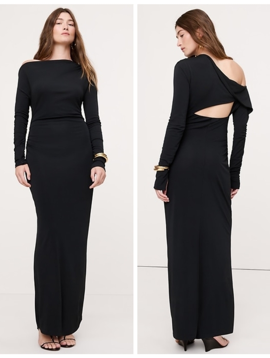 Banana Republic Matte Jersey Open Back Maxi Dress Black